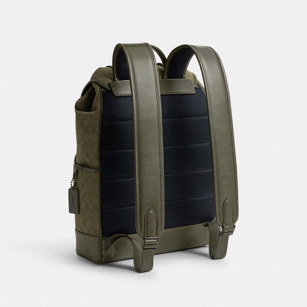 Coach League Flap Backpack In Signature Canvas Jacquard Verdes | COH866517