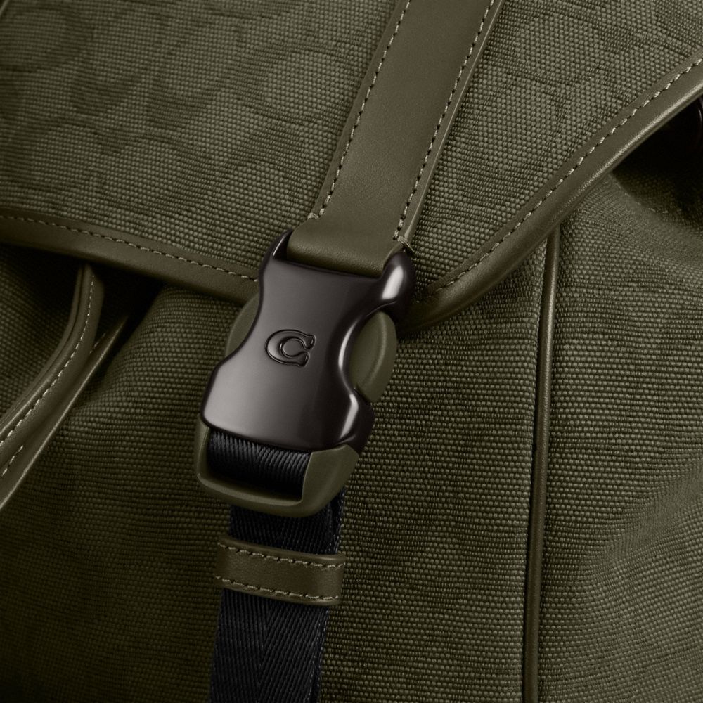 Coach League Flap Backpack In Signature Canvas Jacquard Verdes | COH866517