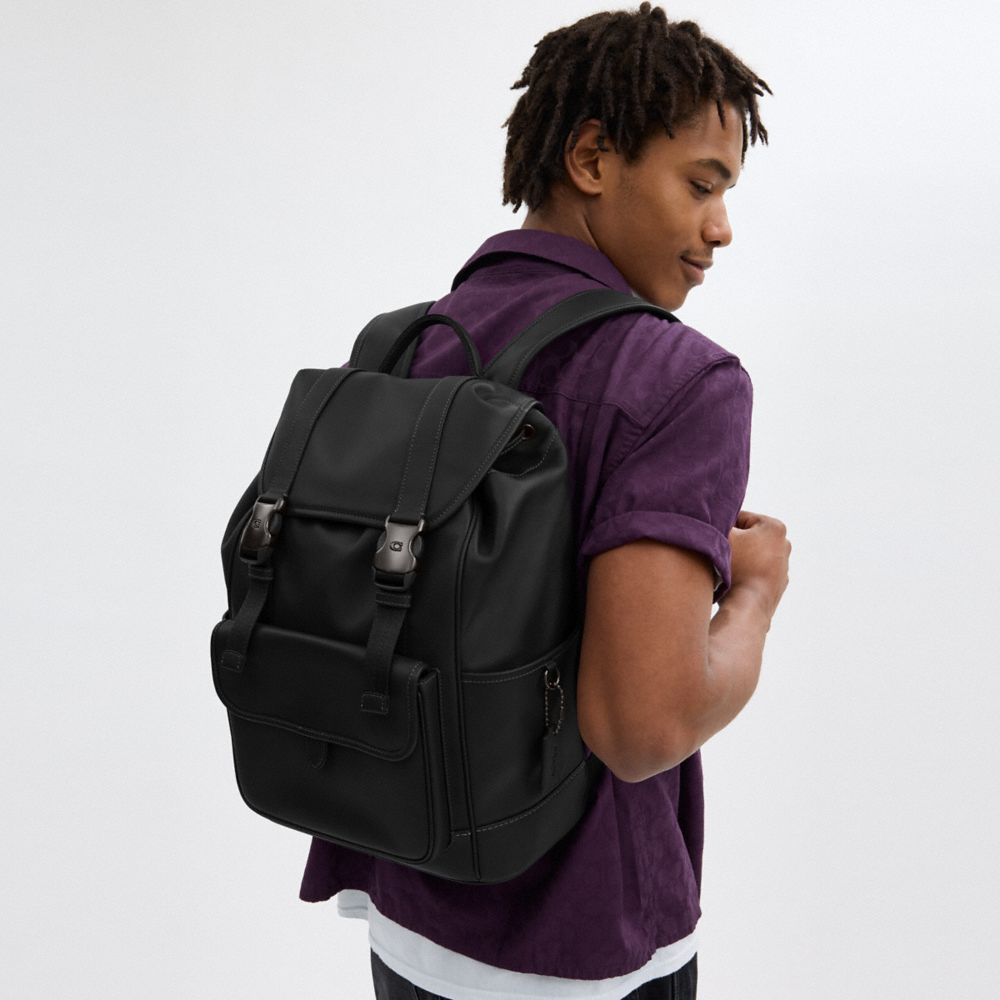 Coach League Flap Backpack Pretas | COH866490
