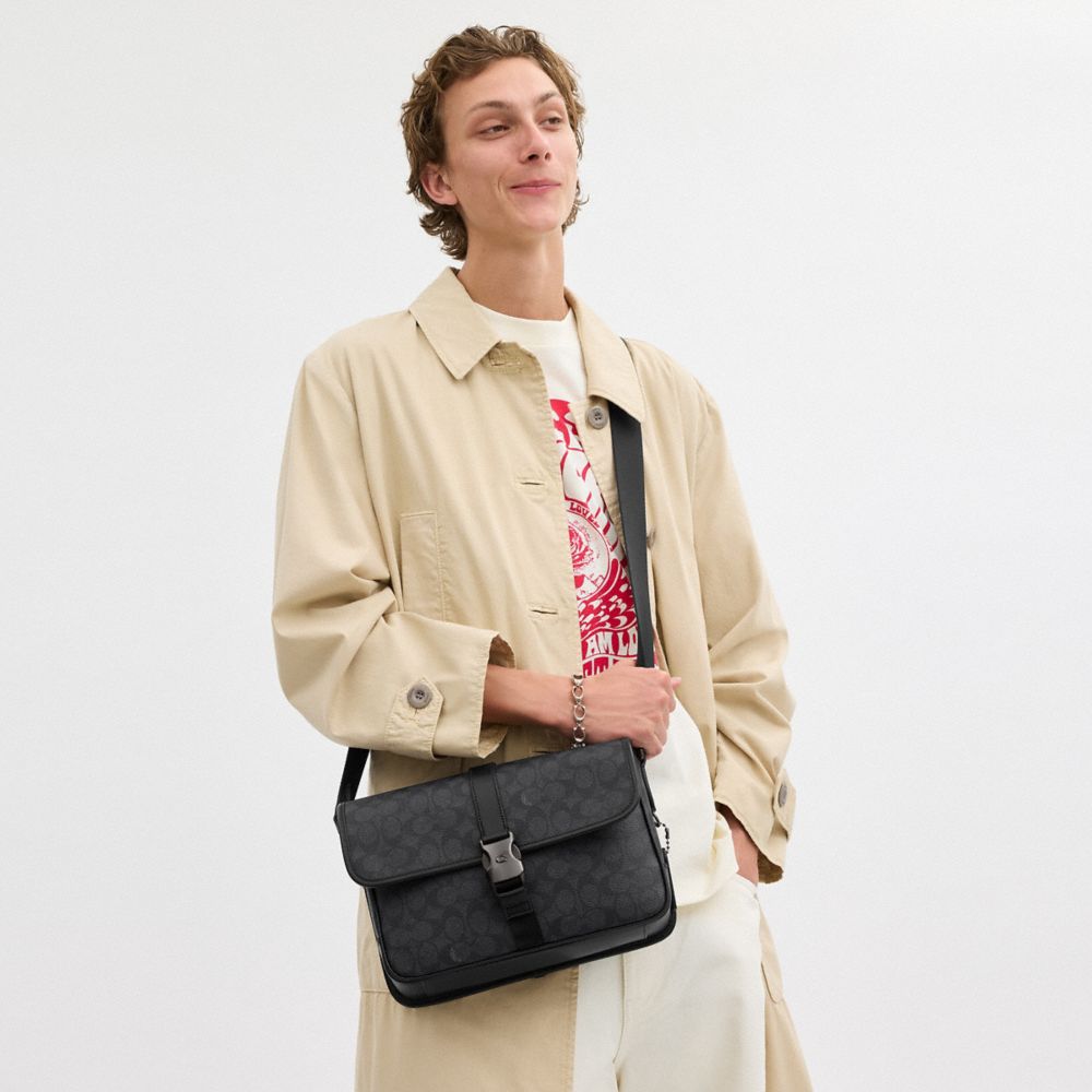 Coach League Messenger Bag In Signature Canvas Cinzentas | COH866615