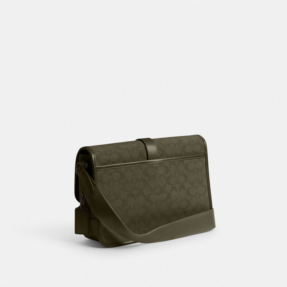 Coach League Messenger Bag In Signature Canvas Jacquard Verdes | COH866617
