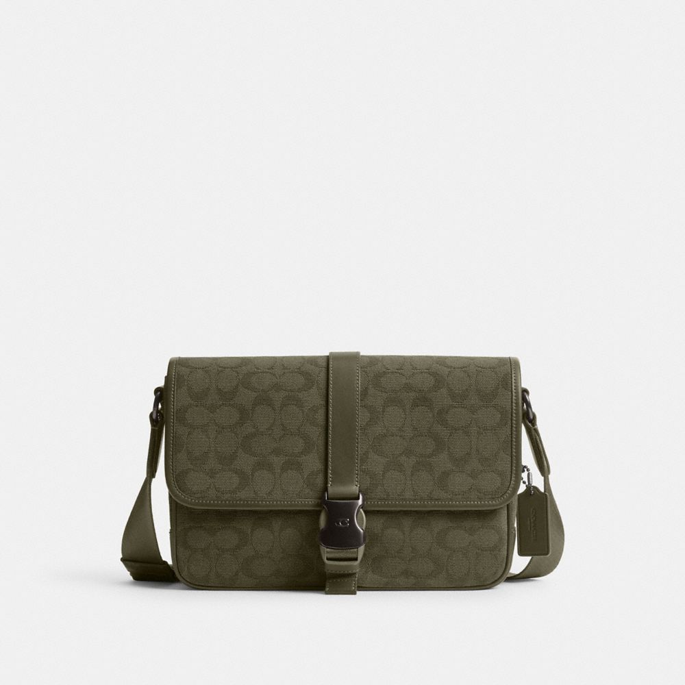 Coach League Messenger Bag In Signature Canvas Jacquard Verdes | COH866617