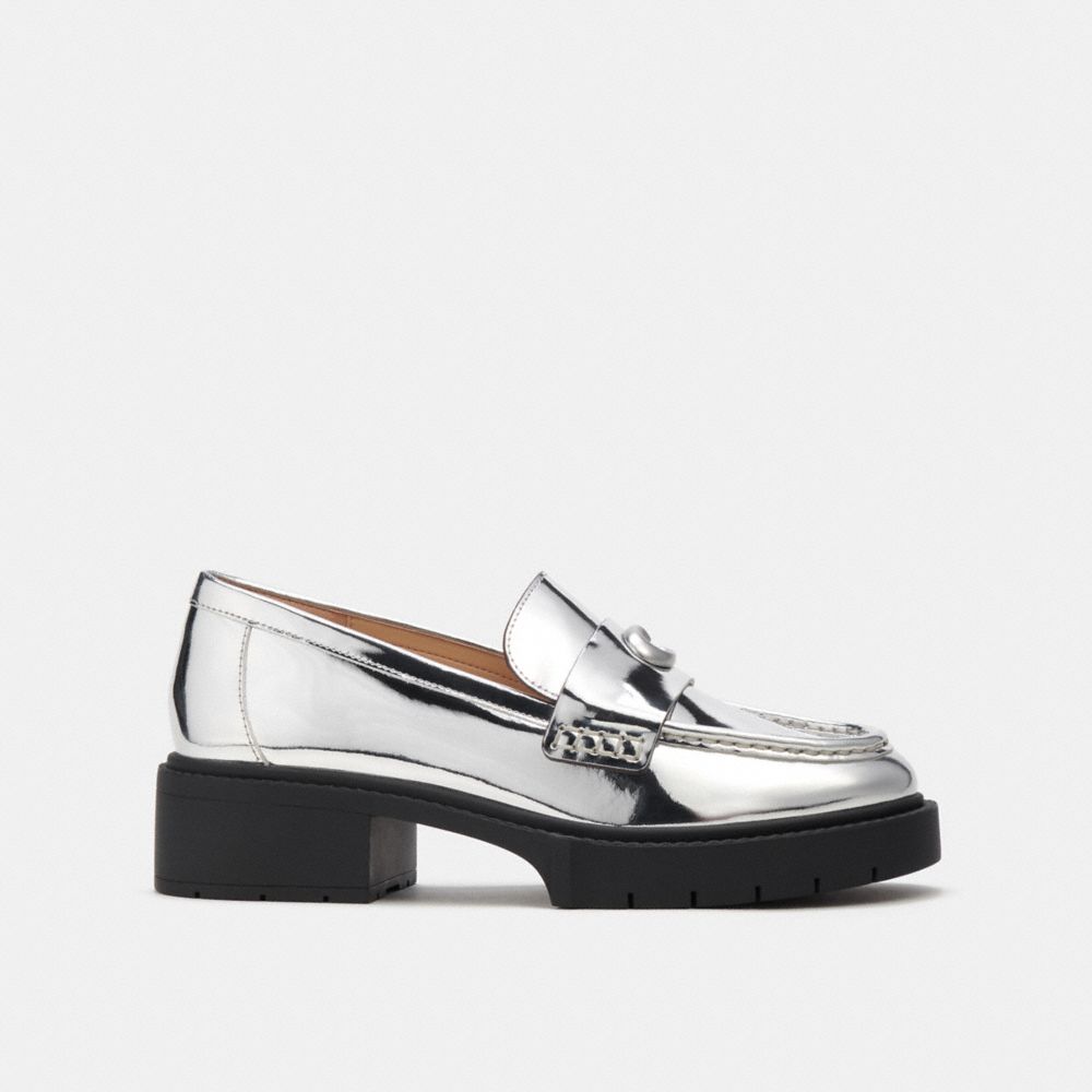 Coach Leah Loafer In Silver Metallic Prateadas | COH865797