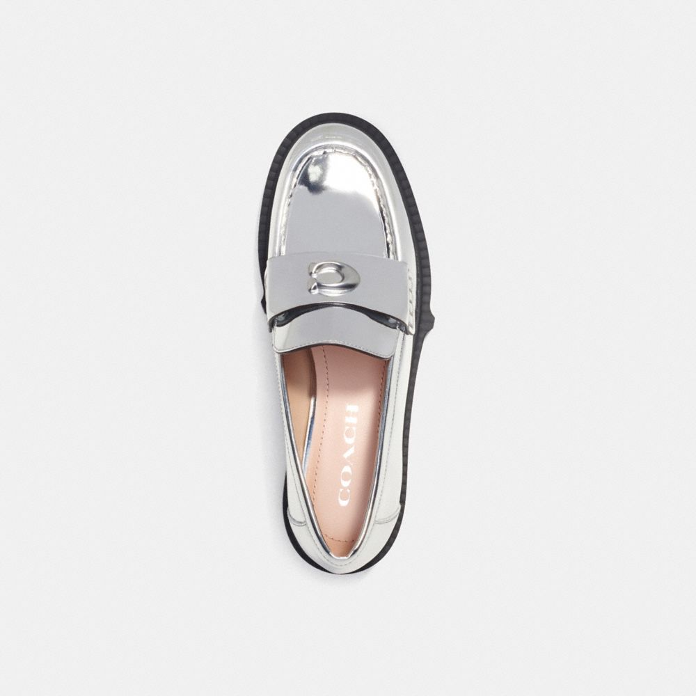 Coach Leah Loafer In Silver Metallic Prateadas | COH865797