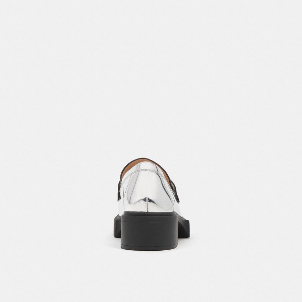 Coach Leah Loafer In Silver Metallic Prateadas | COH865797