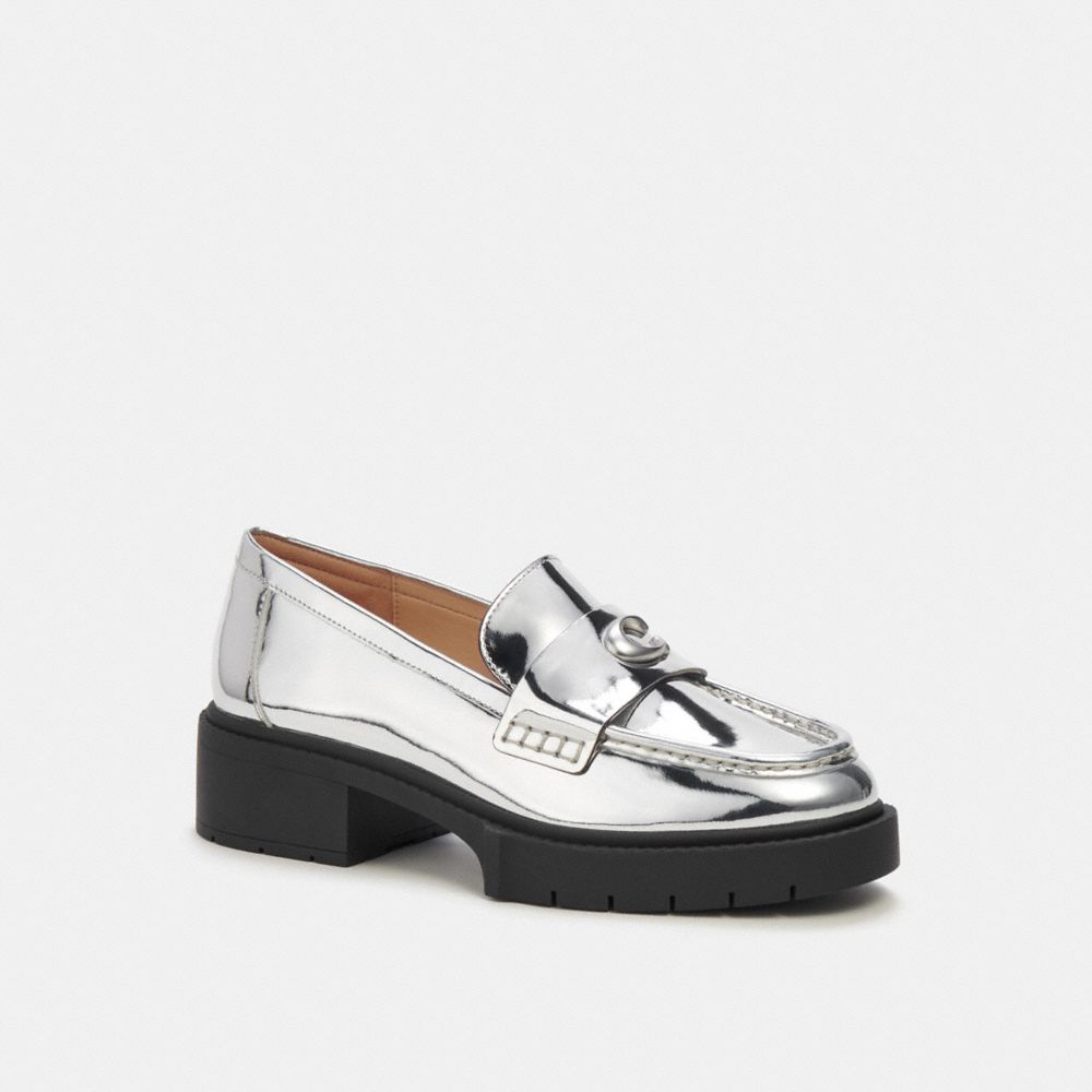Coach Leah Loafer In Silver Metallic Prateadas | COH865797