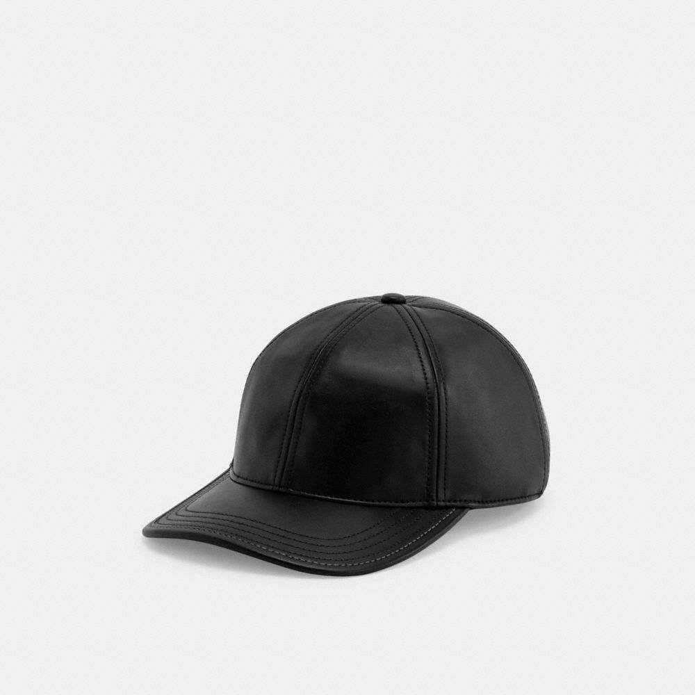 Coach Leather Baseball Hat Pretas | COH867037
