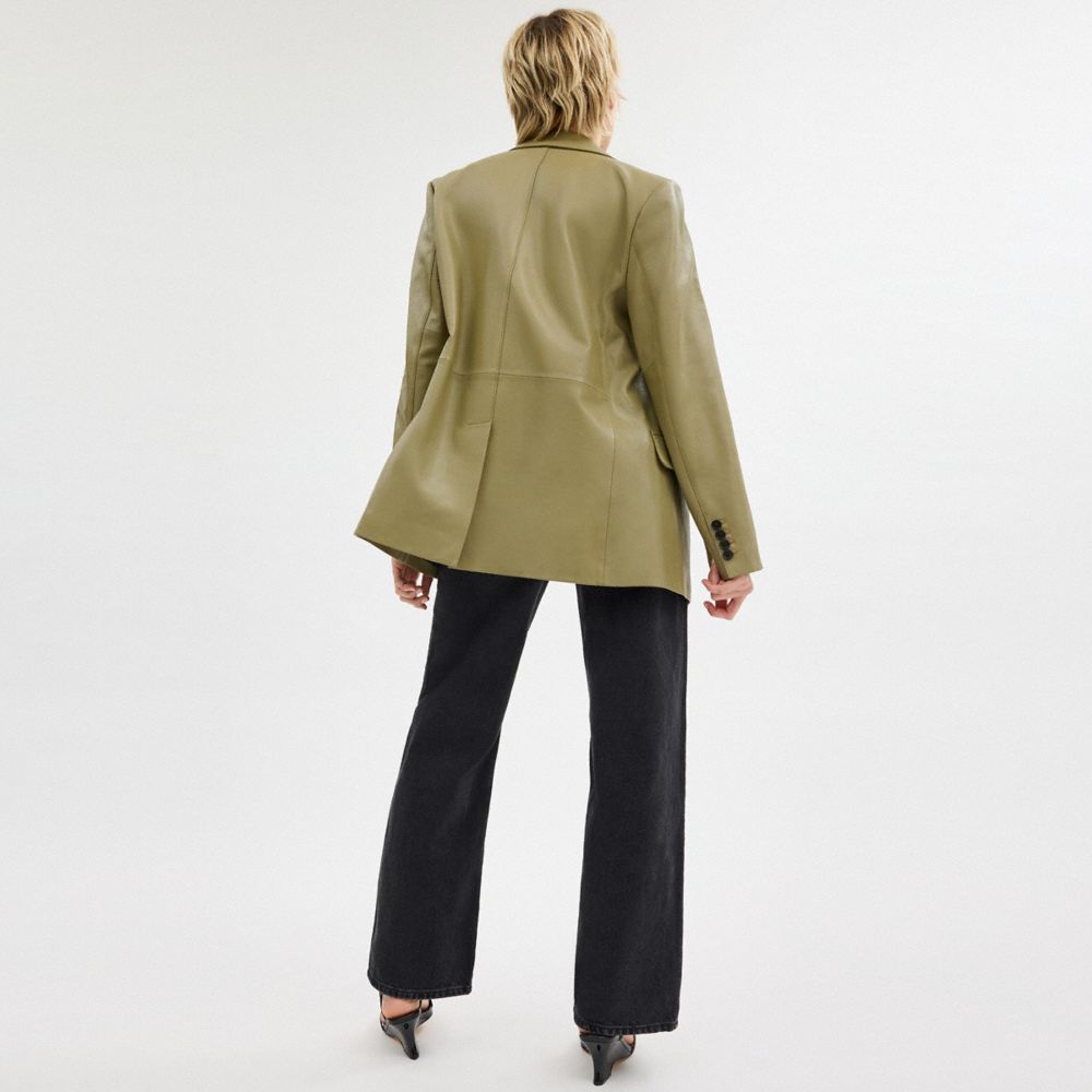 Coach Leather Blazer Verdes | COH865914