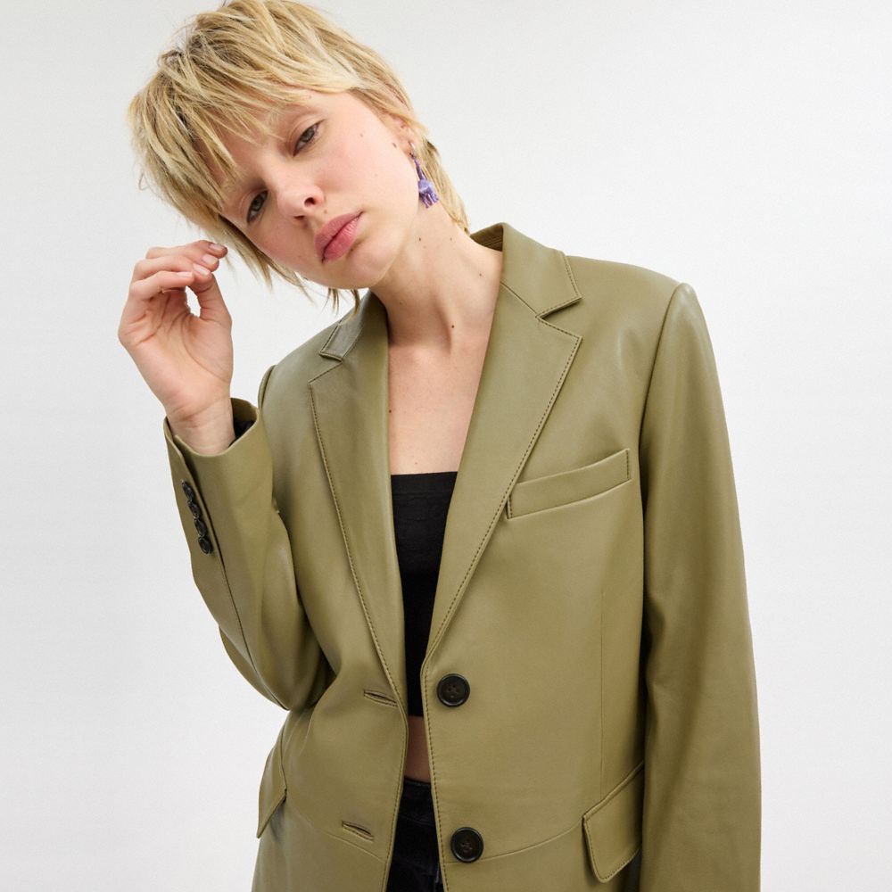 Coach Leather Blazer Verdes | COH865914