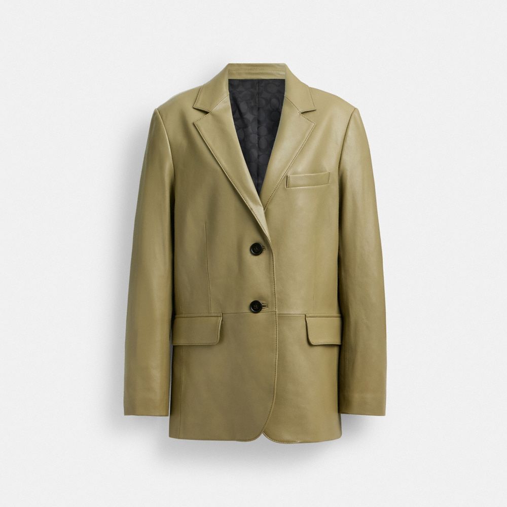 Coach Leather Blazer Verdes | COH865914
