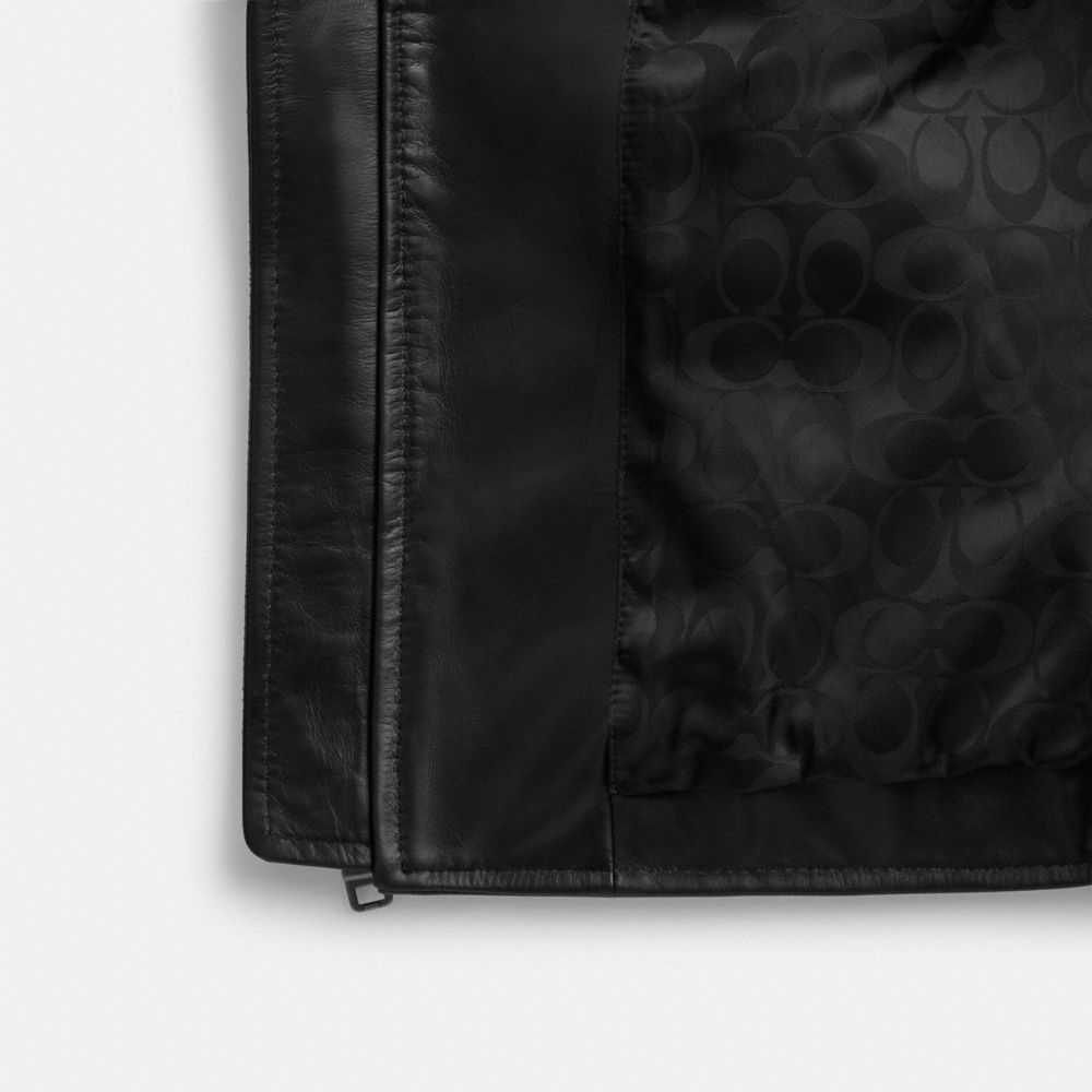 Coach Leather Racer Pretas | COH866858