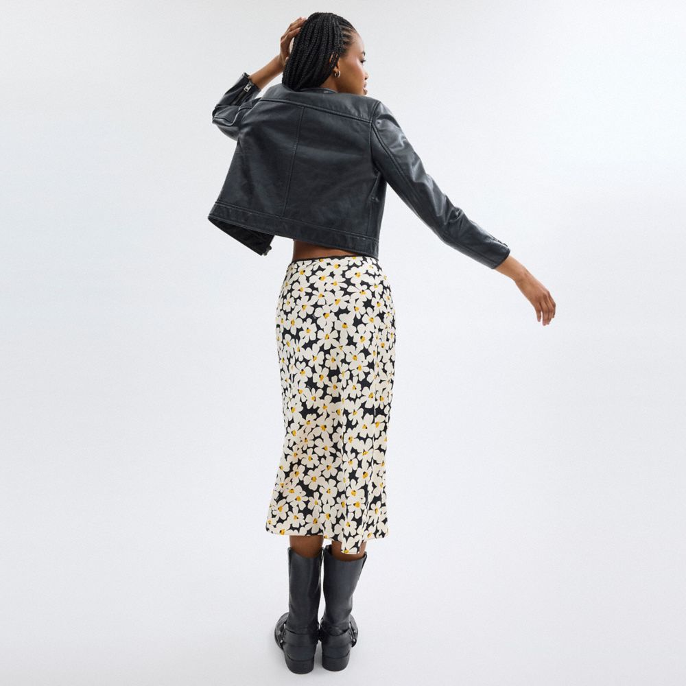 Coach Long Floral Midi Skirt Pretas | COH866041