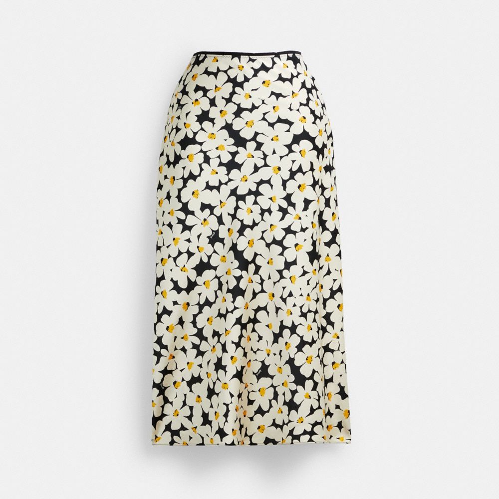 Coach Long Floral Midi Skirt Pretas | COH866041