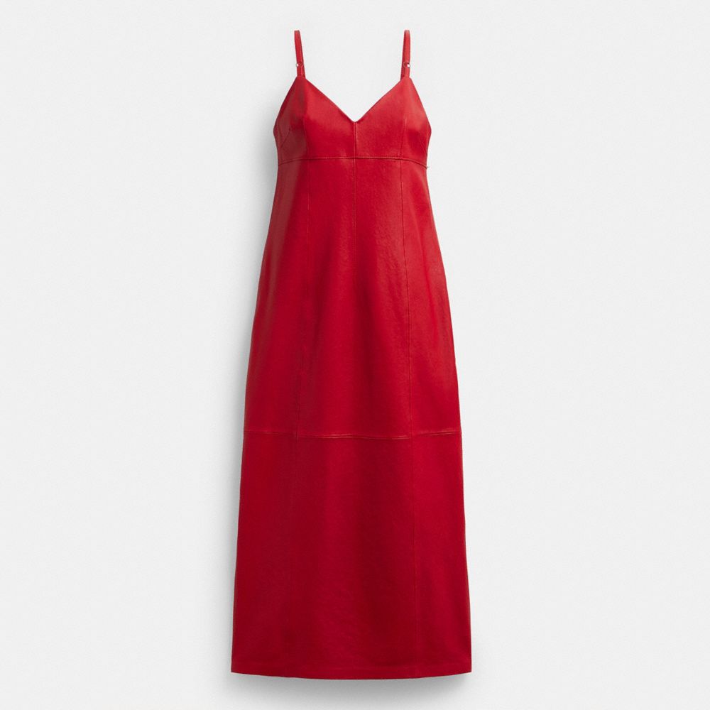 Coach Long Leather Dress Vermelhas | COH866060