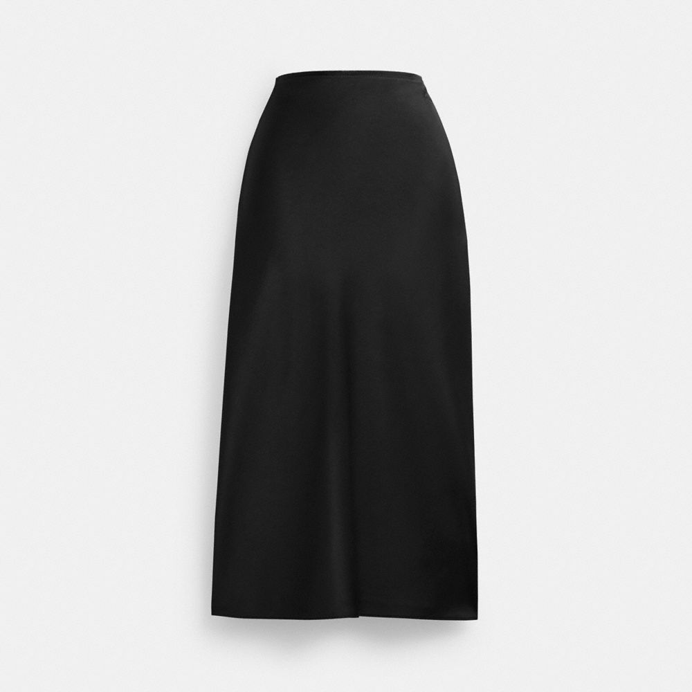 Coach Long Satin Midi Skirt Pretas | COH866040