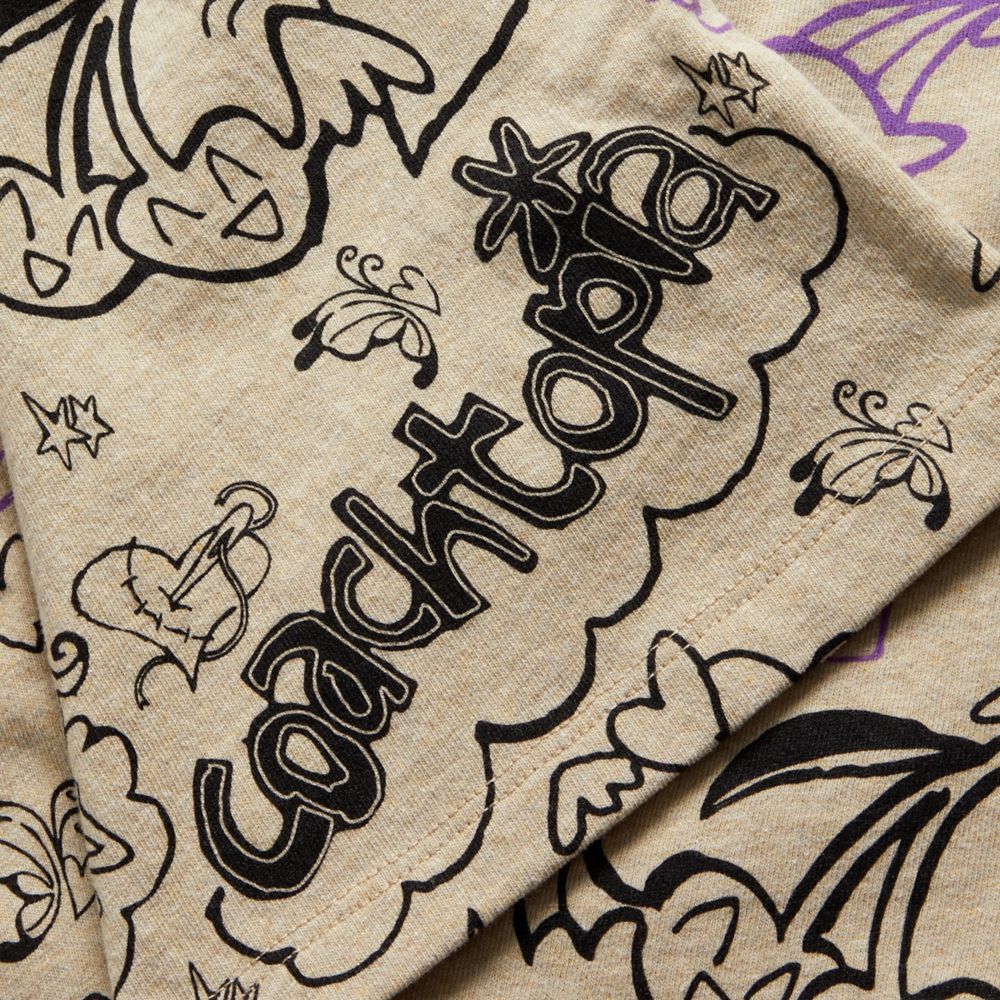 Coach Long Sleeve T Shirt: Comic Book Print Luz Bege | COH865972