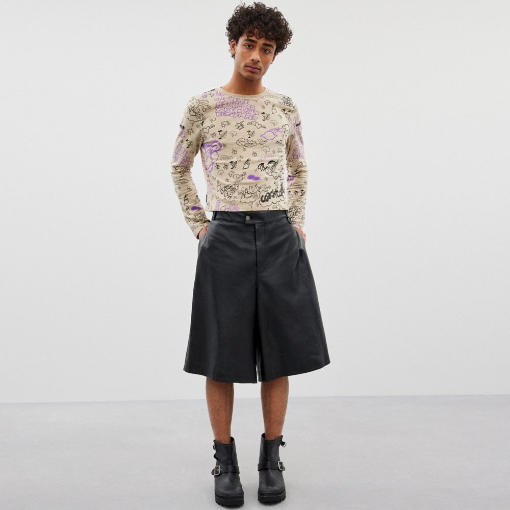 Coach Long Sleeve T Shirt: Comic Book Print Luz Bege | COH865972