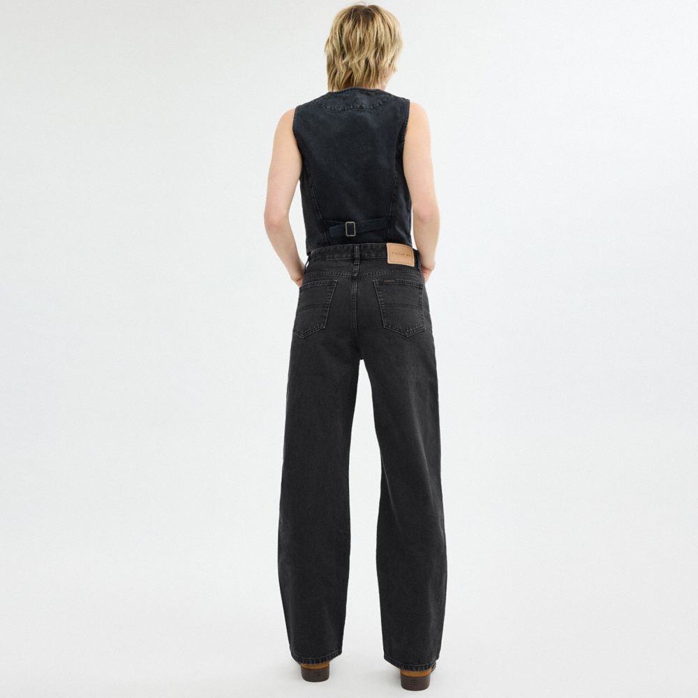 Coach Loose Fit Jeans In Organic Cotton Pretas | COH866034