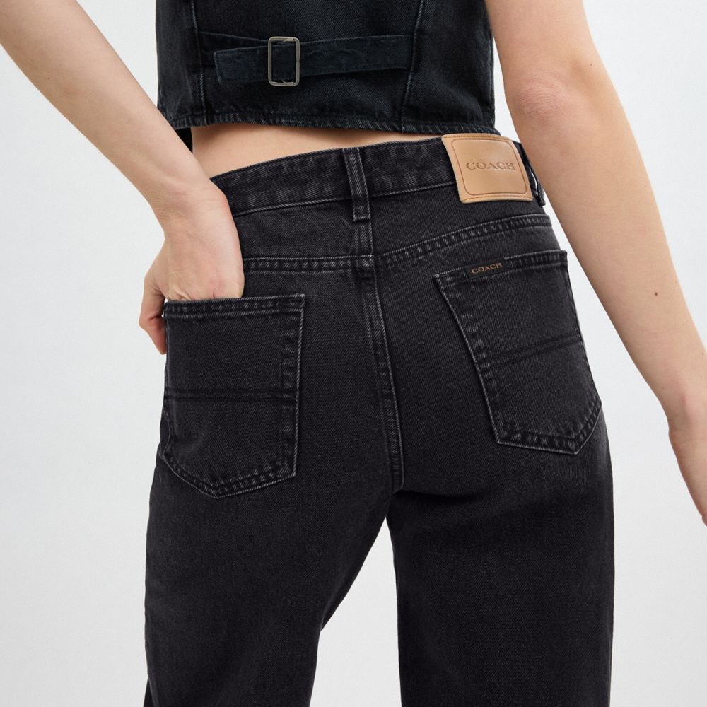 Coach Loose Fit Jeans In Organic Cotton Pretas | COH866034