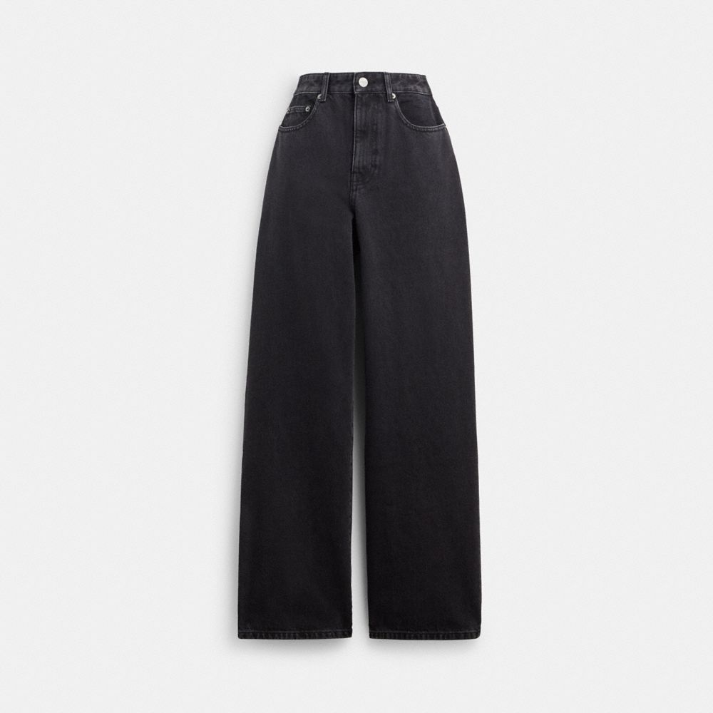 Coach Loose Fit Jeans In Organic Cotton Pretas | COH866034