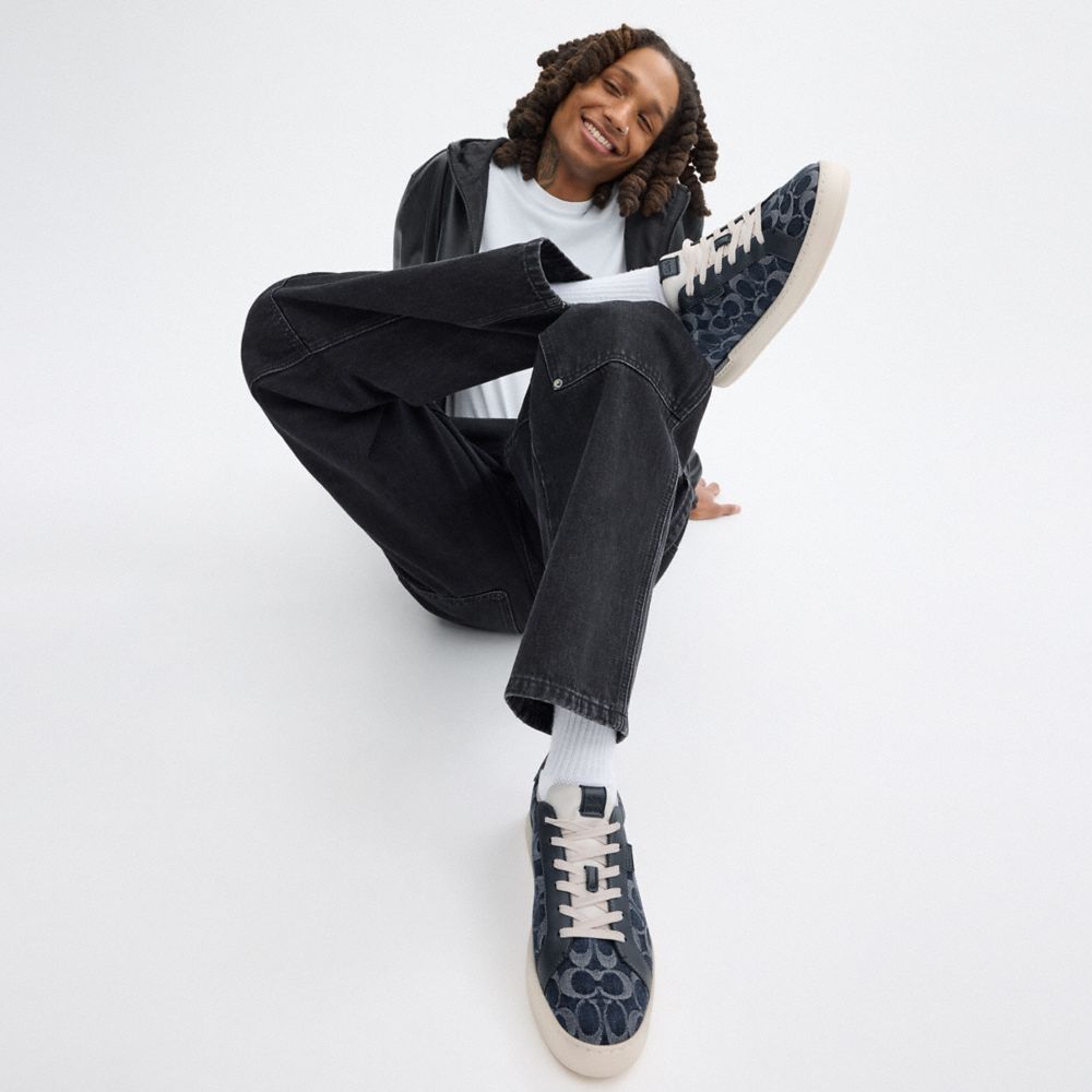 Coach Lowline Low Top Sneaker In Signature Denim Azuis | COH866818