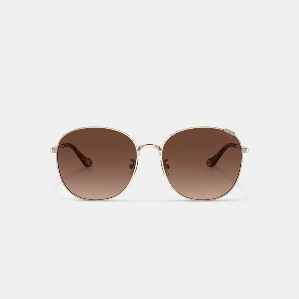 Coach Metal Round Sunglasses Marrom | COH866365