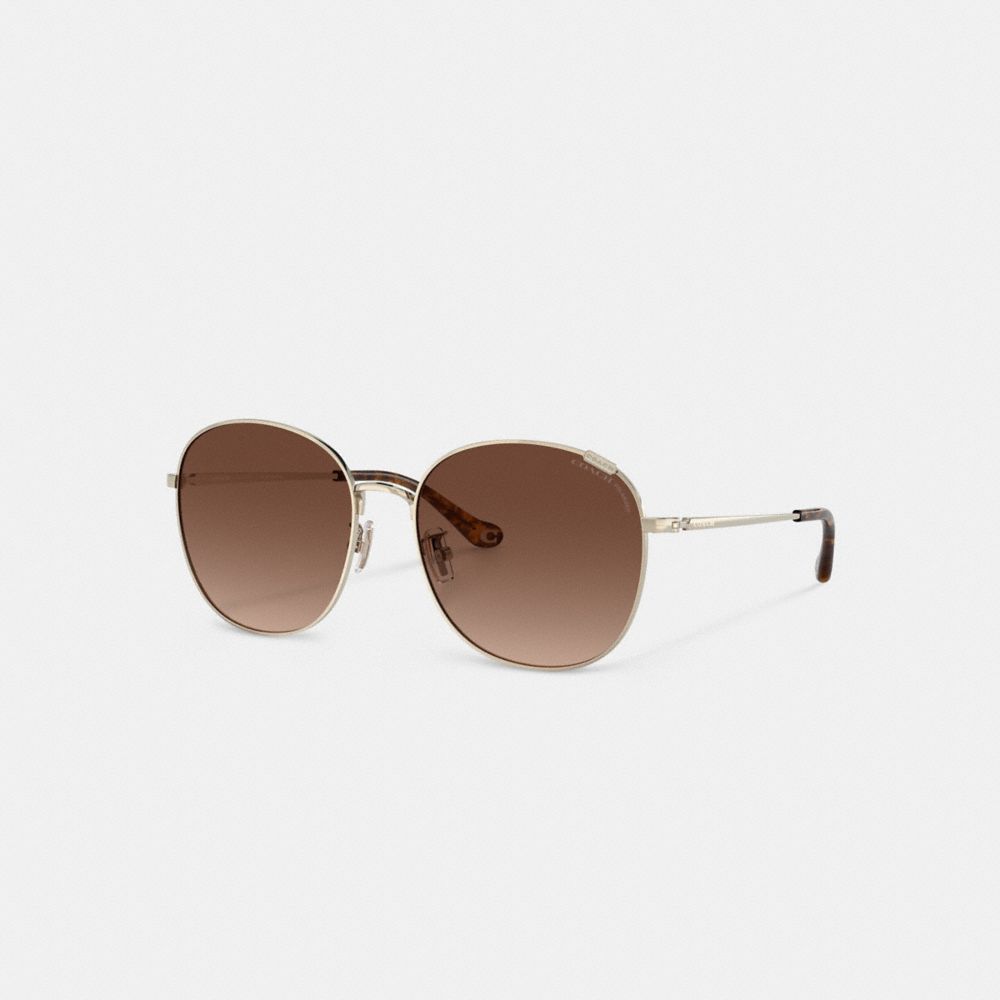 Coach Metal Round Sunglasses Marrom | COH866365