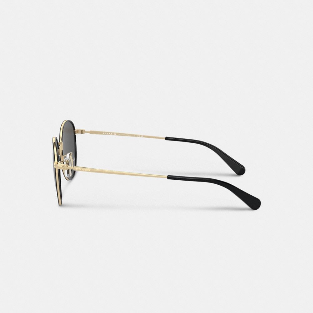 Coach Metal Windsor Round Sunglasses Pretas Luz Douradas | COH867055