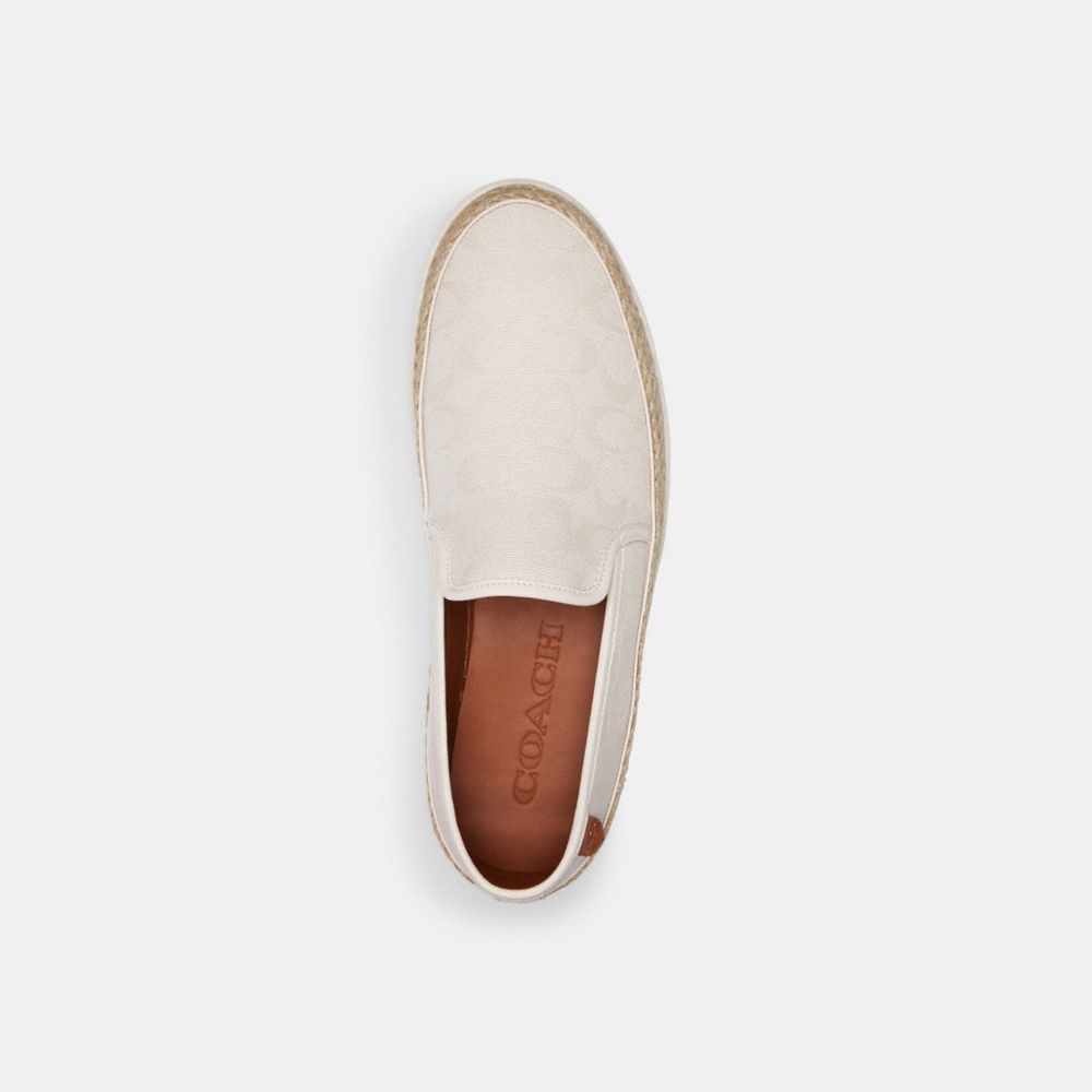 Coach Miles Espadrille In Signature Jacquard Branco | COH866836