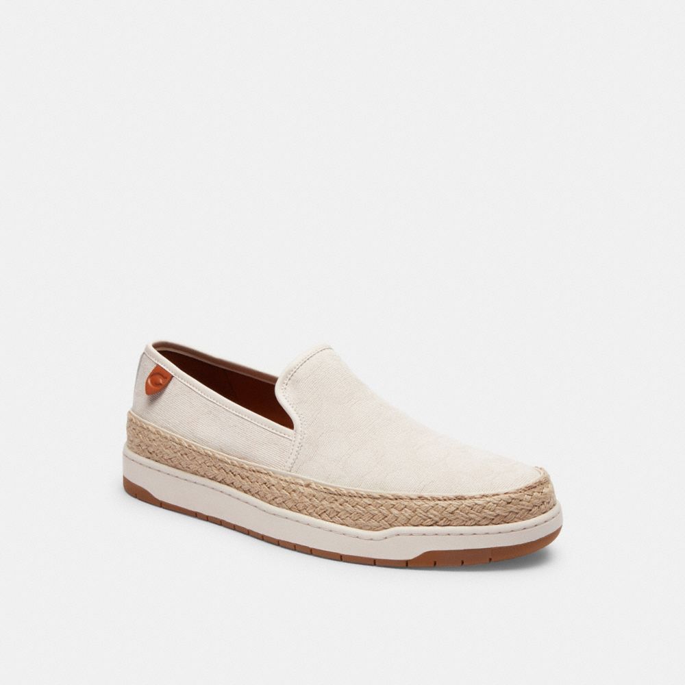 Coach Miles Espadrille In Signature Jacquard Branco | COH866836