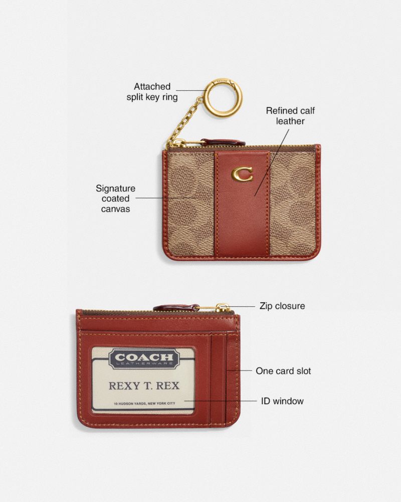 Coach Mini Skinny Id Case In Signature Canvas Marrom Vermelhas | COH865602