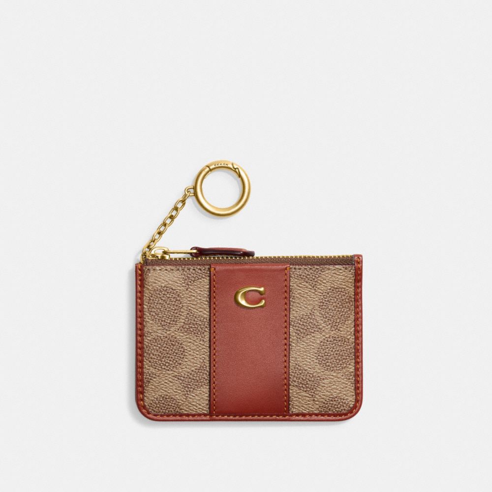 Coach Mini Skinny Id Case In Signature Canvas Marrom Vermelhas | COH865602