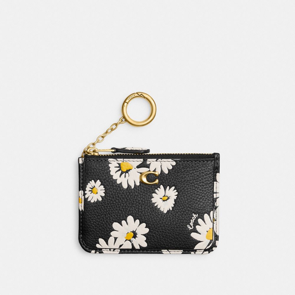 Coach Mini Skinny Id Case With Floral Print Pretas Multicoloridas | COH865603