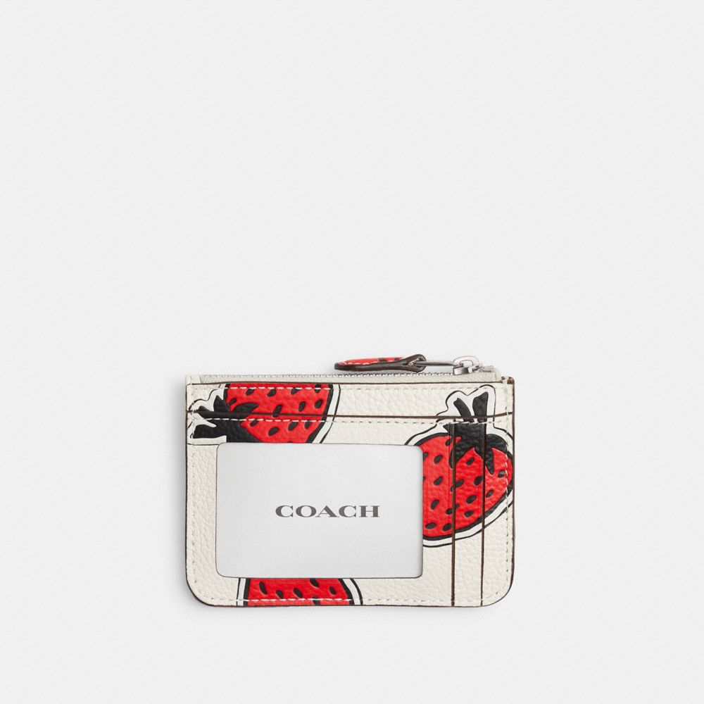 Coach Mini Skinny Id Case With Strawberry Print Prateadas Multicoloridas | COH865576