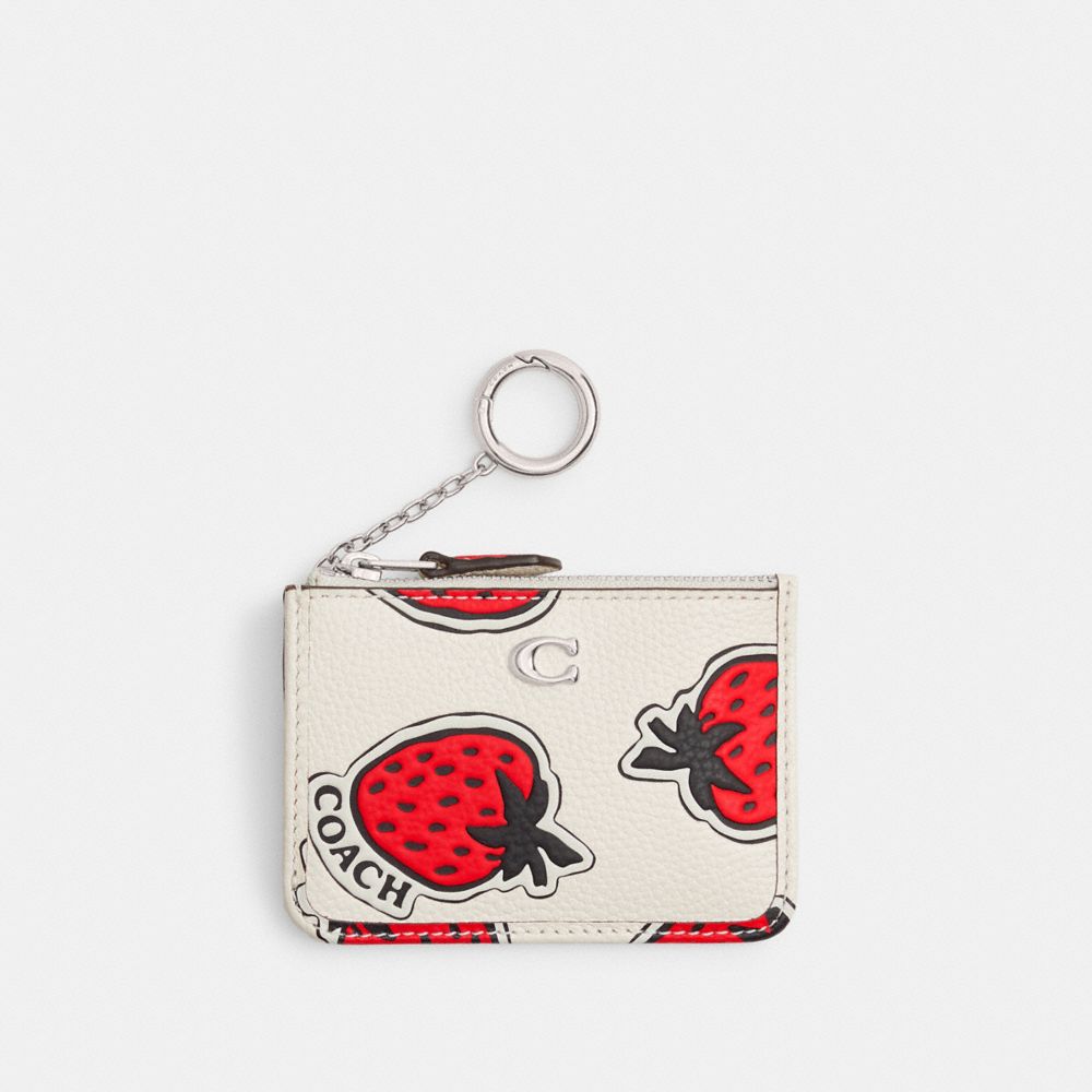 Coach Mini Skinny Id Case With Strawberry Print Prateadas Multicoloridas | COH865576