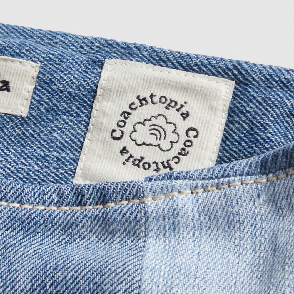 Coach Mini Skirt In Denim Checkerboard Azuis Multicoloridas | COH866035