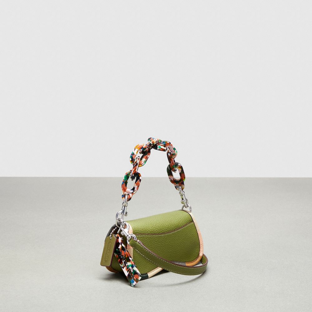 Coach Mini Wavy Dinky Bag With Colorful Binding In Upcrafted Leather Verde Oliva Verdes Multicoloridas | COH865372