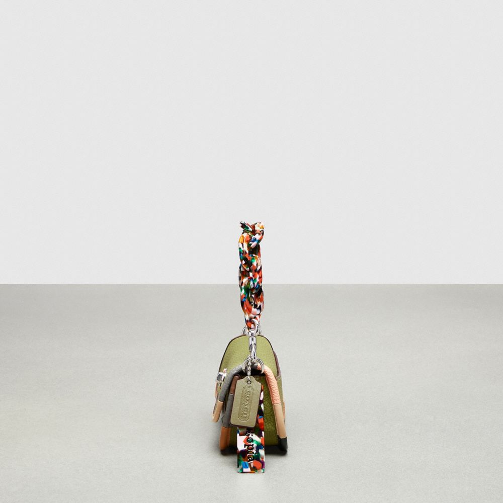 Coach Mini Wavy Dinky Bag With Colorful Binding In Upcrafted Leather Verde Oliva Verdes Multicoloridas | COH865372