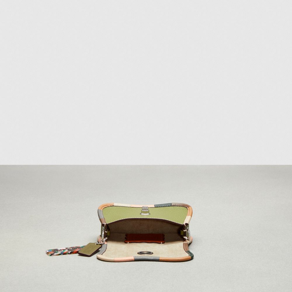 Coach Mini Wavy Dinky Bag With Colorful Binding In Upcrafted Leather Verde Oliva Verdes Multicoloridas | COH865372