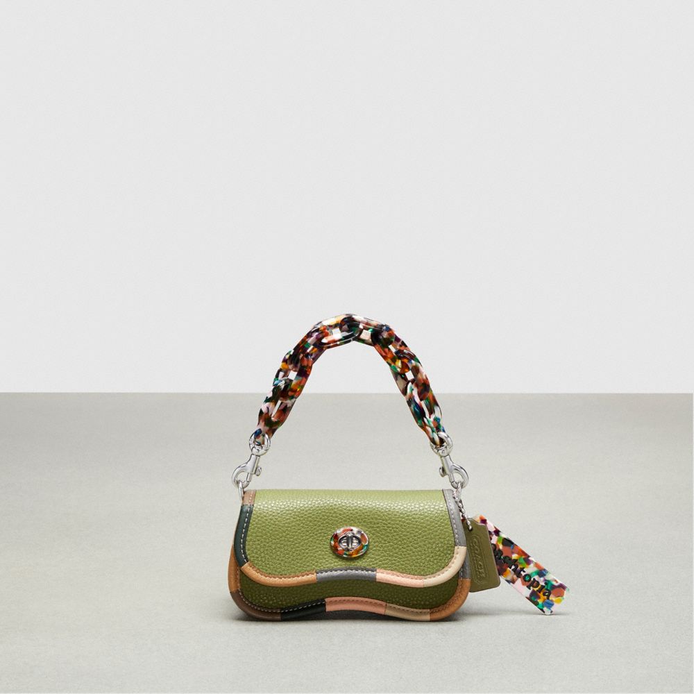 Coach Mini Wavy Dinky Bag With Colorful Binding In Upcrafted Leather Verde Oliva Verdes Multicoloridas | COH865372