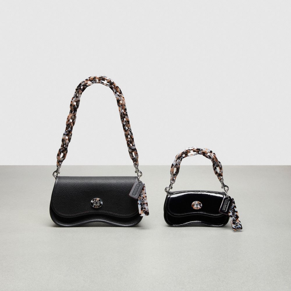 Coach Mini Wavy Dinky Bag With Crossbody Strap In Coachtopia Leather Pretas | COH865269