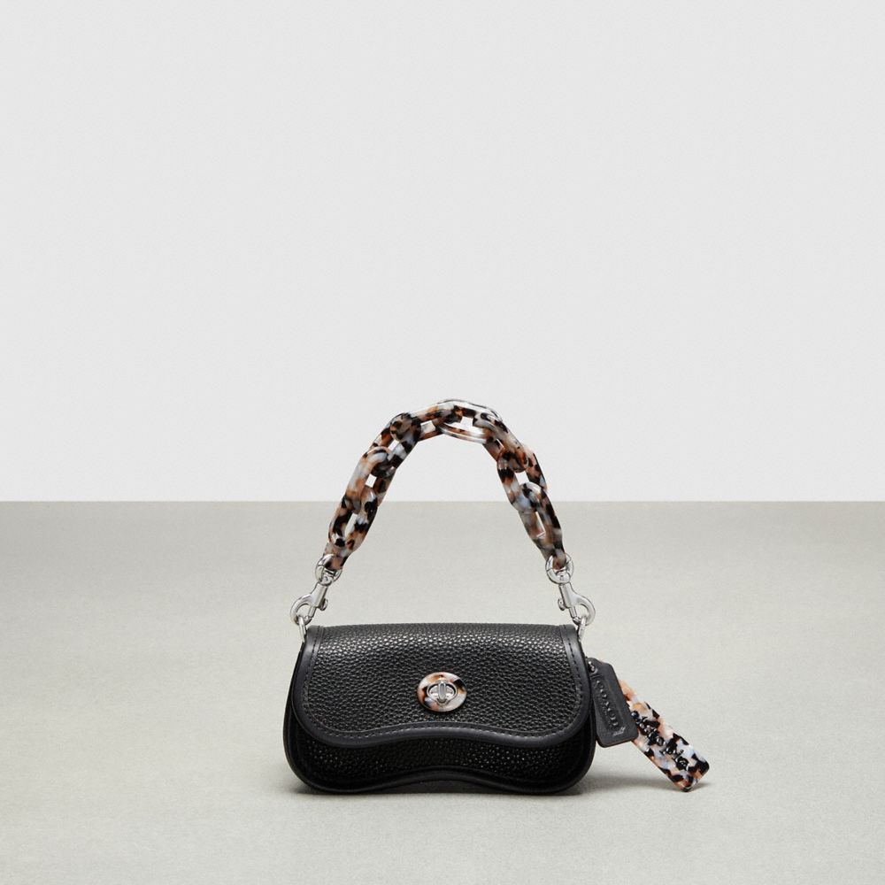 Coach Mini Wavy Dinky Bag With Crossbody Strap In Coachtopia Leather Pretas | COH865269