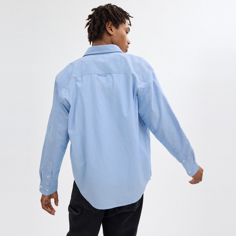 Coach Mix Media Shirt Azuis Branco | COH866917