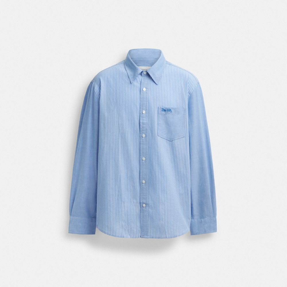Coach Mix Media Shirt Azuis Branco | COH866917