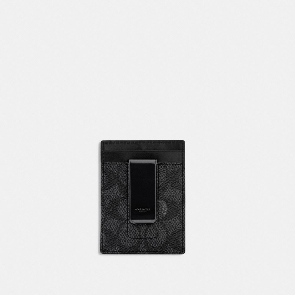 Coach Money Clip Card Case In Signature Canvas Cinzentas | COH865690