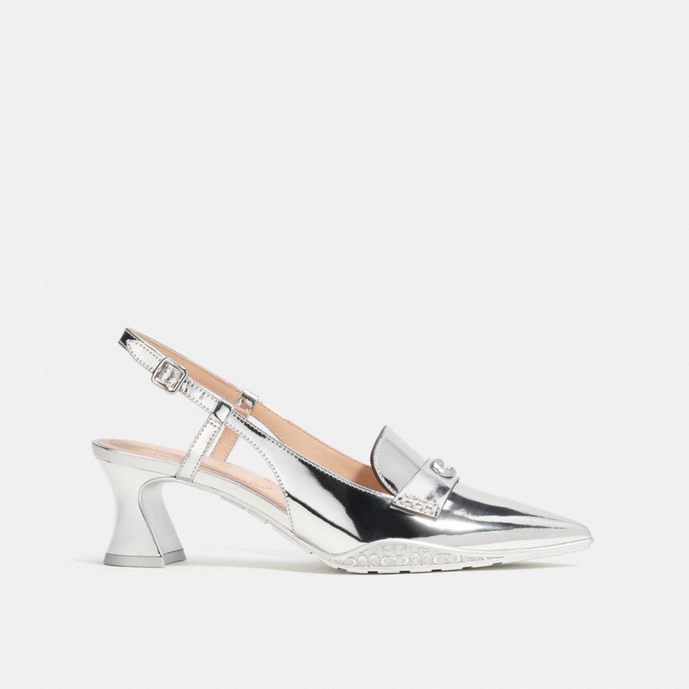 Coach Nikola Hybrid Slingback In Silver Metallic Prateadas | COH865743