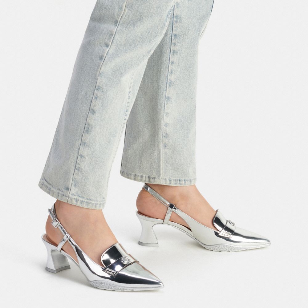 Coach Nikola Hybrid Slingback In Silver Metallic Prateadas | COH865743