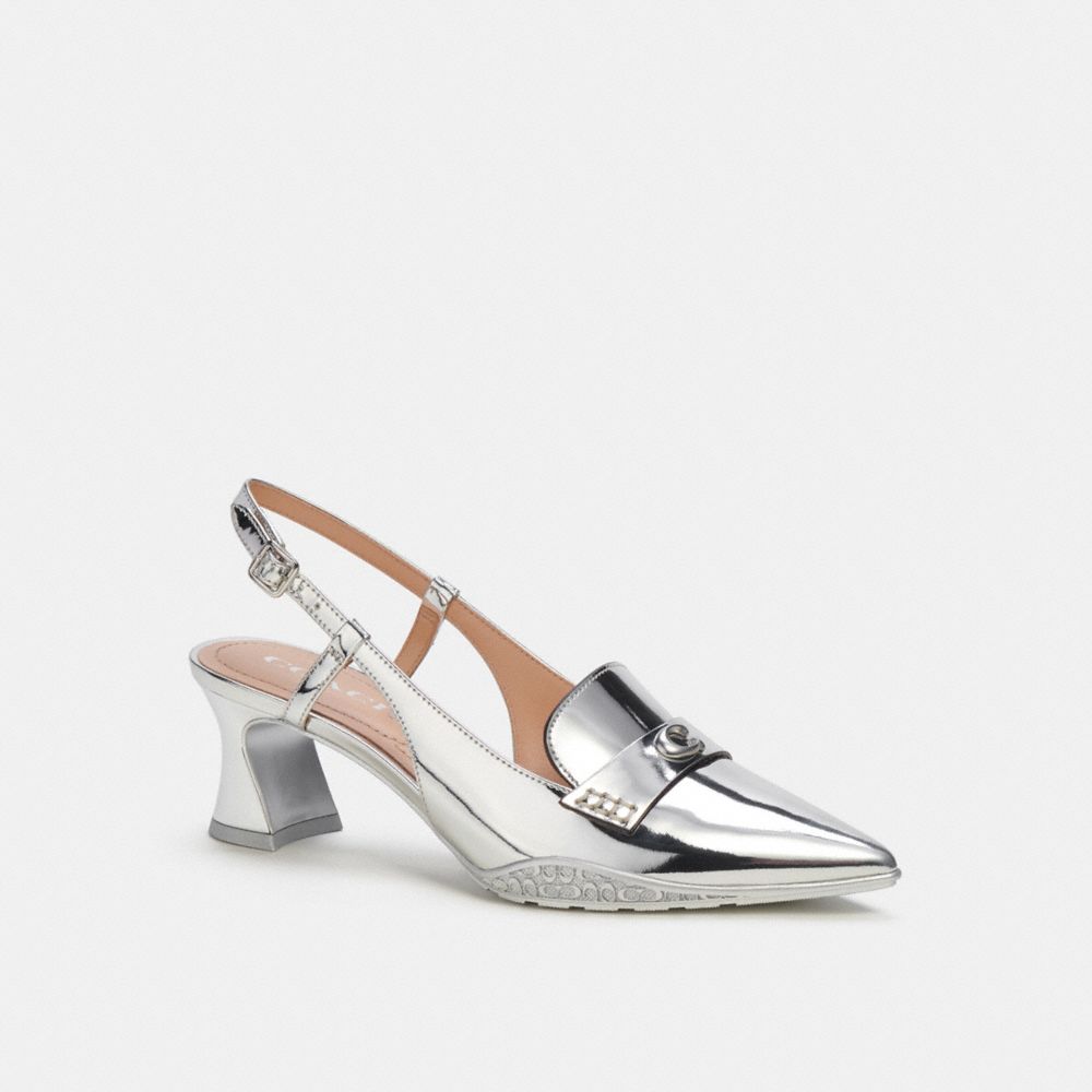 Coach Nikola Hybrid Slingback In Silver Metallic Prateadas | COH865743
