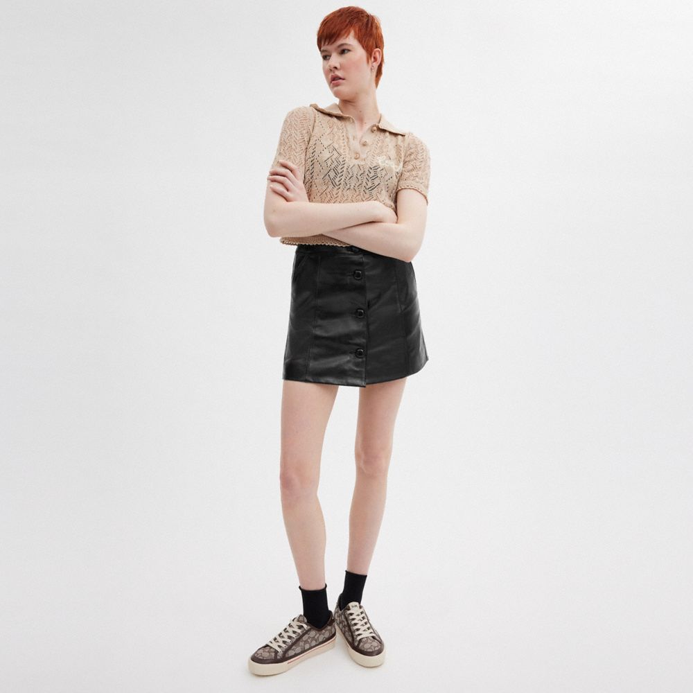 Coach Patent Leather Mini Skirt Pretas | COH866030