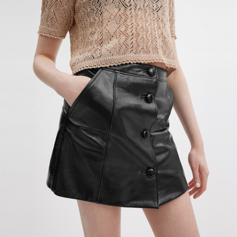 Coach Patent Leather Mini Skirt Pretas | COH866030
